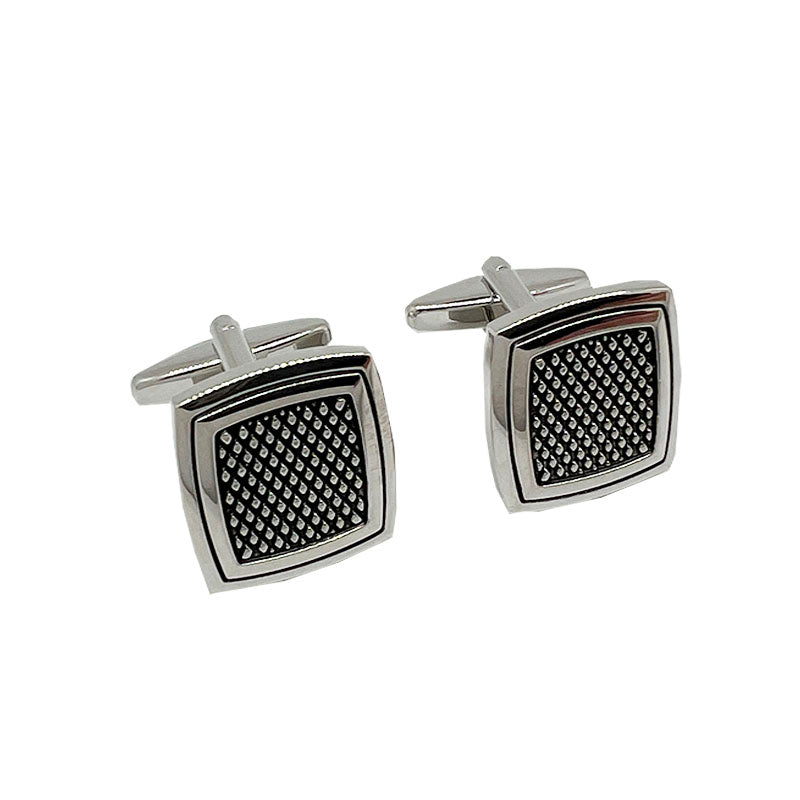 DÉCLIC Textured Square Pillow Cufflink - Silver