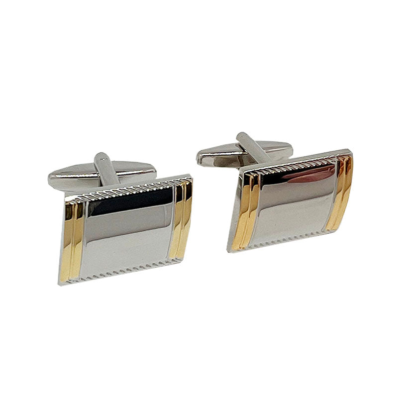 DÉCLIC Angled 2-Tone Rectangle Cufflink - Silver