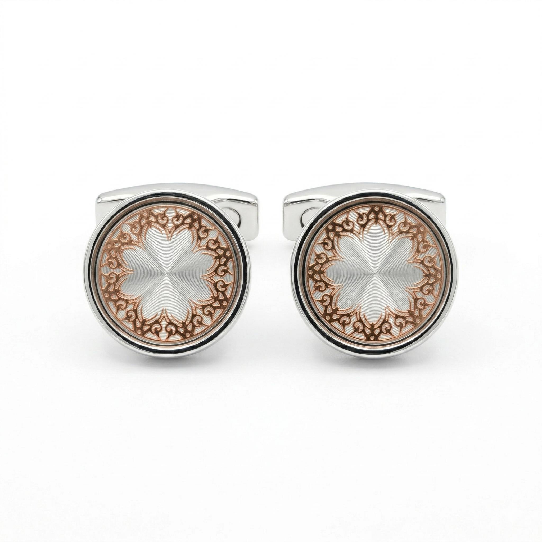 DÉCLIC Embellished Round Cufflink - Silver