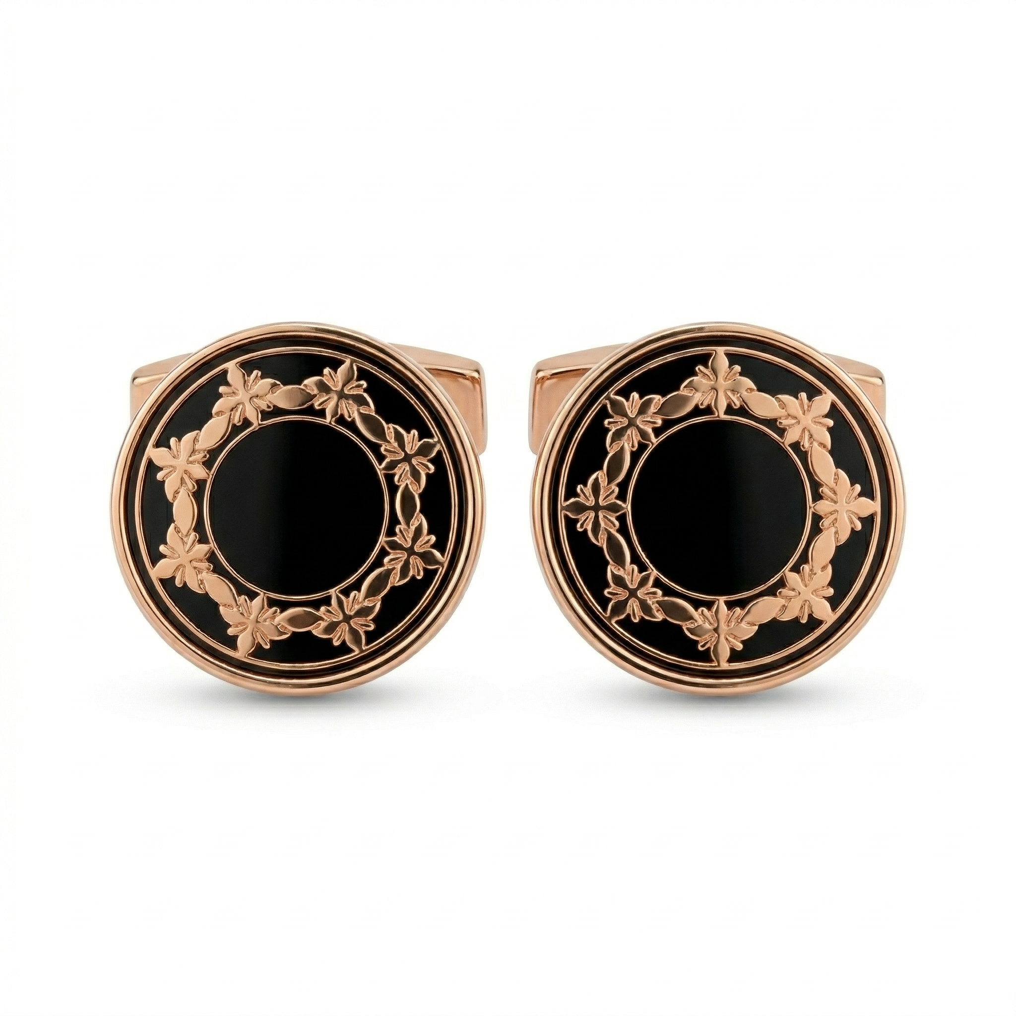 DÉCLIC Garnished Round Cufflink - Rose Gold