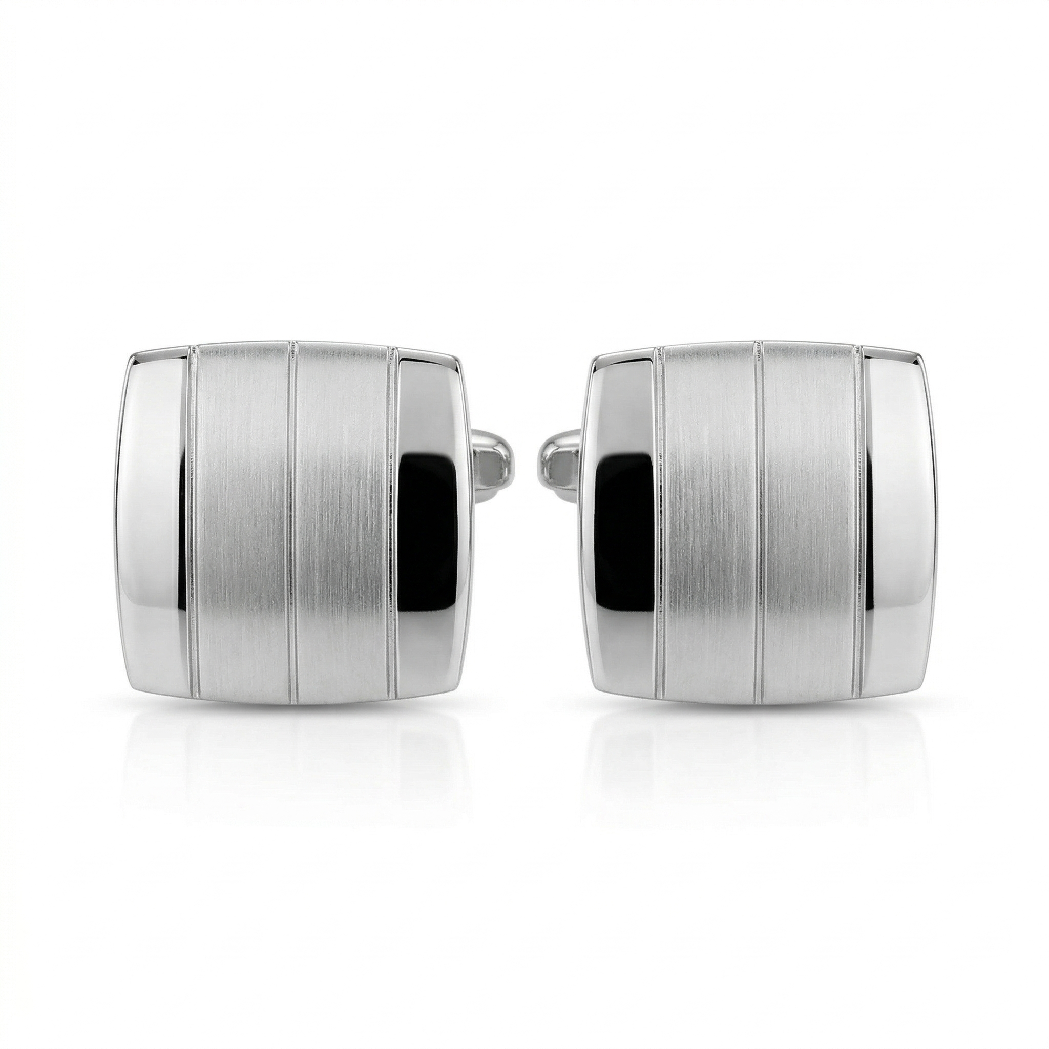 DÉCLIC Striped Pillow Cufflink - Silver