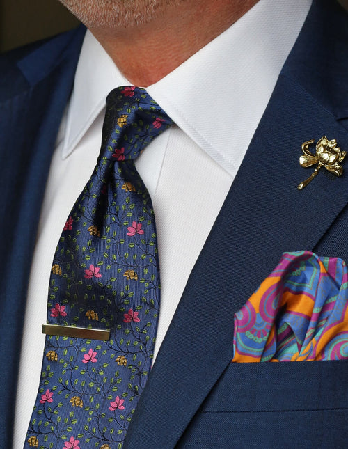 ROBERT KEYTE Bakewell Floral Tie - Navy