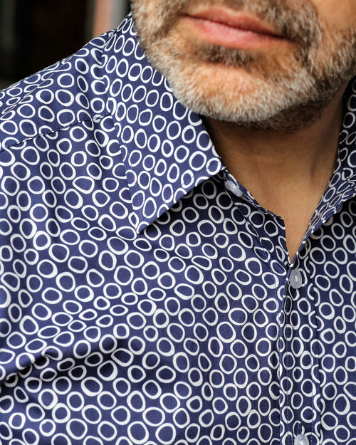 DÉCLIC Bolzano Spot Print Shirt - Navy