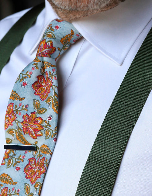 DÉCLIC Florence Floral Tie - Green