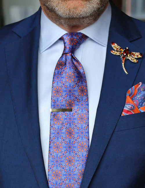 Silvio Fiorello Bronte Patterned Tie - Orange