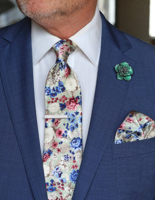 DÉCLIC Marino Floral Tie - Green