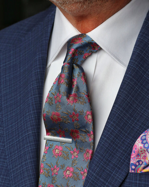 ROBERT KEYTE Chatham Floral Tie - Blue