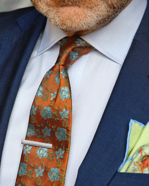 ROBERT KEYTE Chatham Floral Tie - Orange