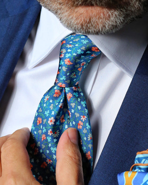 CANTINI Brescia Floral Tie - Aqua