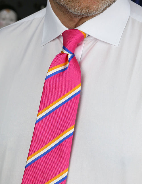 CANTINI Minerva Stripe Tie - Fuschia