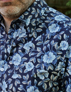 DÉCLIC Liberty Embroidered Botanical Print Shirt - Navy