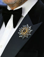 DÉCLIC Large Gilded Flower Pin - Black