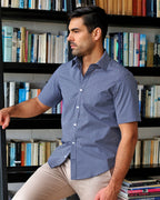 DÉCLIC Linx Pattern Print Short Sleeve Shirt - Navy