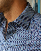 DÉCLIC Linx Pattern Print Short Sleeve Shirt - Navy