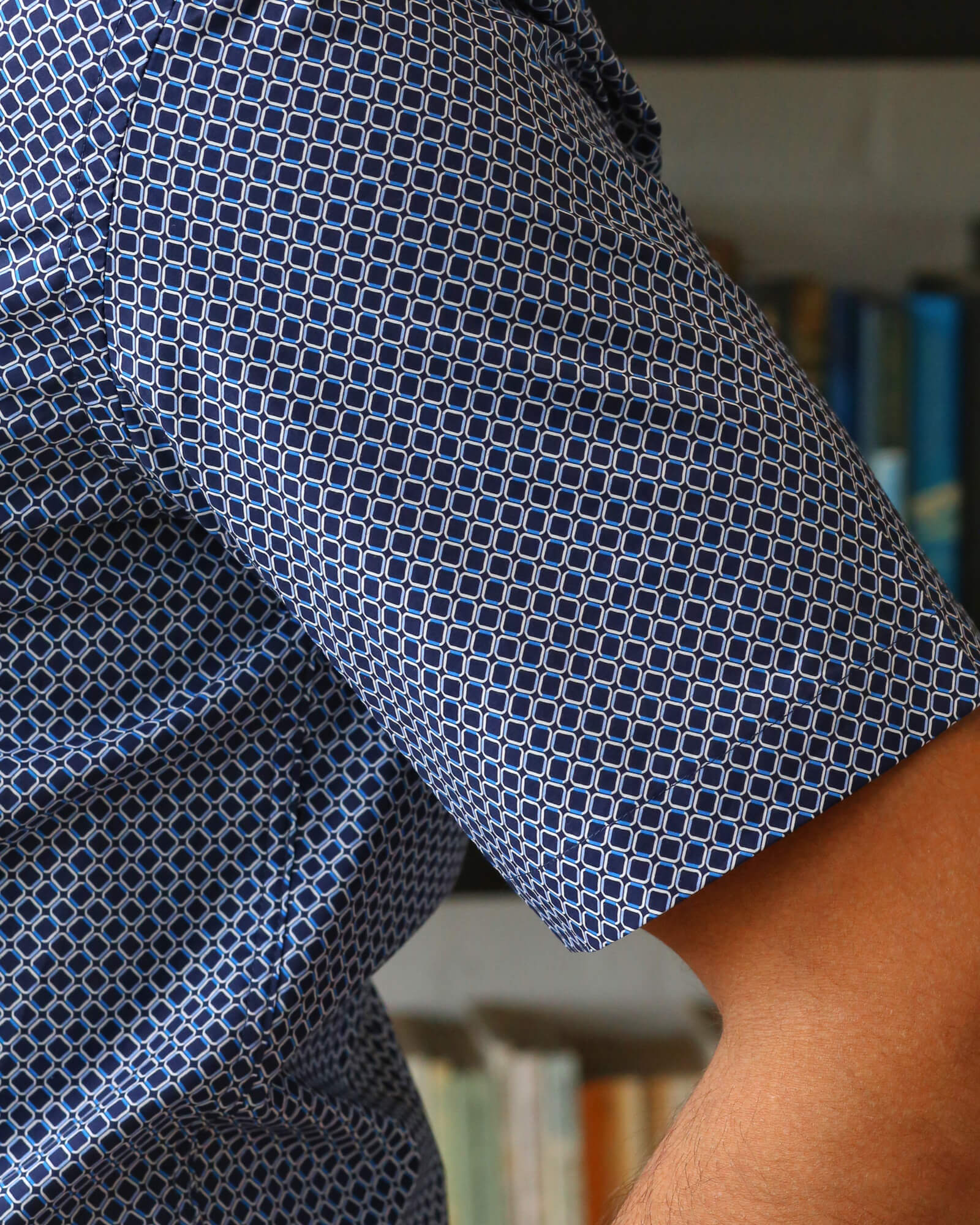 DÉCLIC Linx Pattern Print Short Sleeve Shirt - Navy