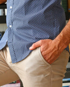 DÉCLIC Linx Pattern Print Short Sleeve Shirt - Navy