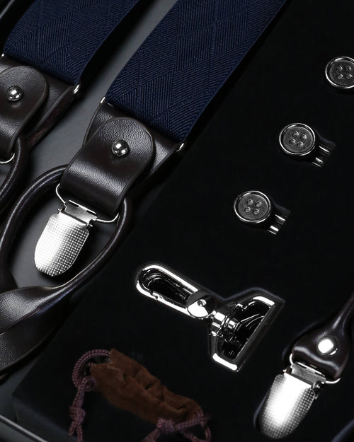 Menati Interchangeable 'Diamond' Suspender Box - Navy