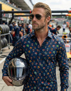 JF 'Crash Tested' Print Shirt - Navy