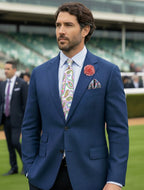 RB Wool Linen Textured Blazer - Blue