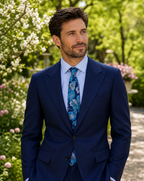DÉCLIC Blue Lagoon Silk Floral Tie - Blue
