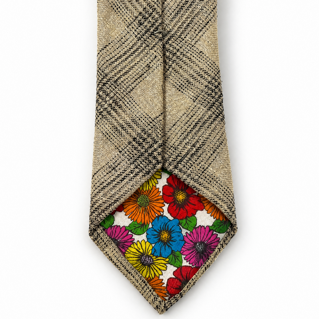 DÉCLIC Textured Crosshatch Tie - Sandstone