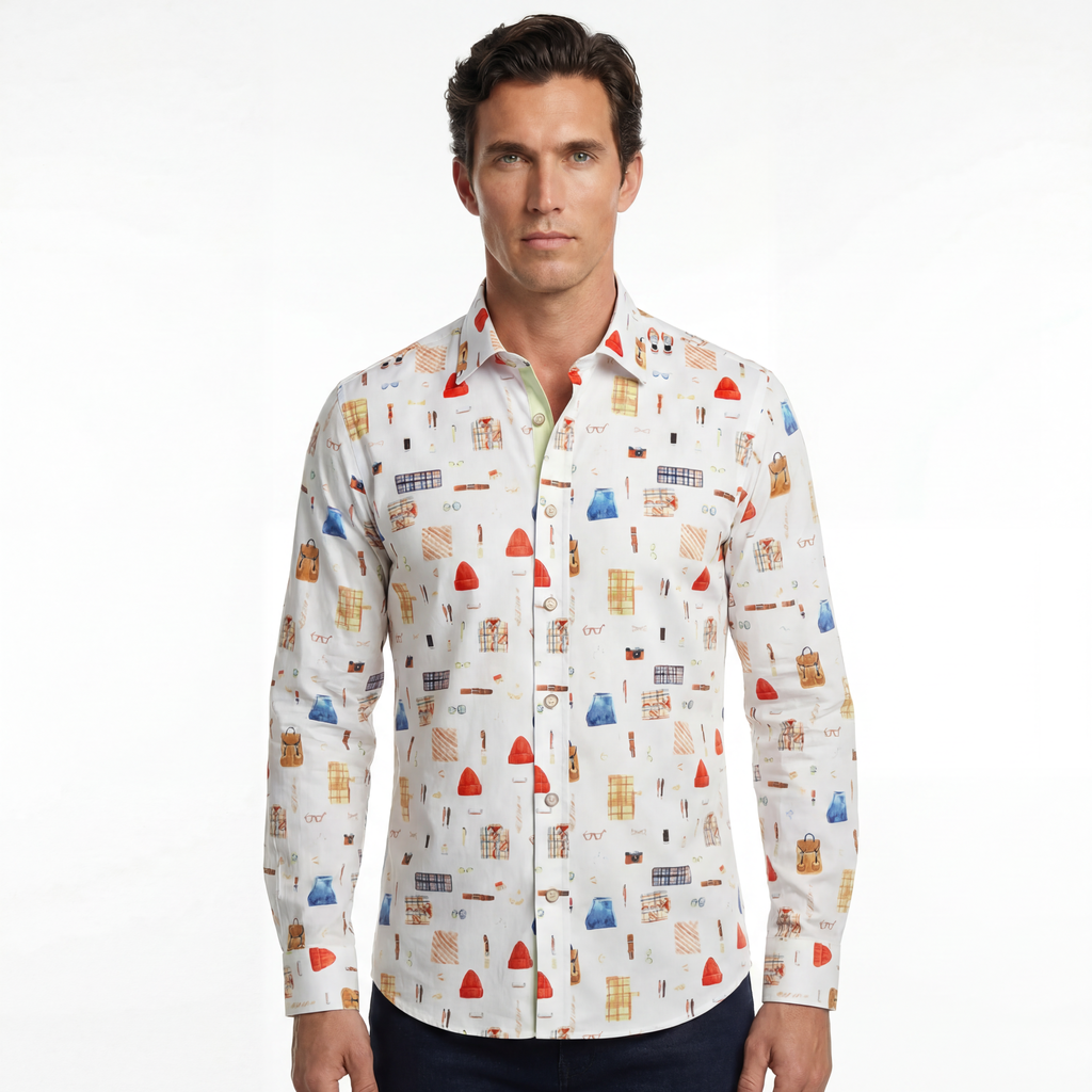 JF 'Threads' Print Shirt - White