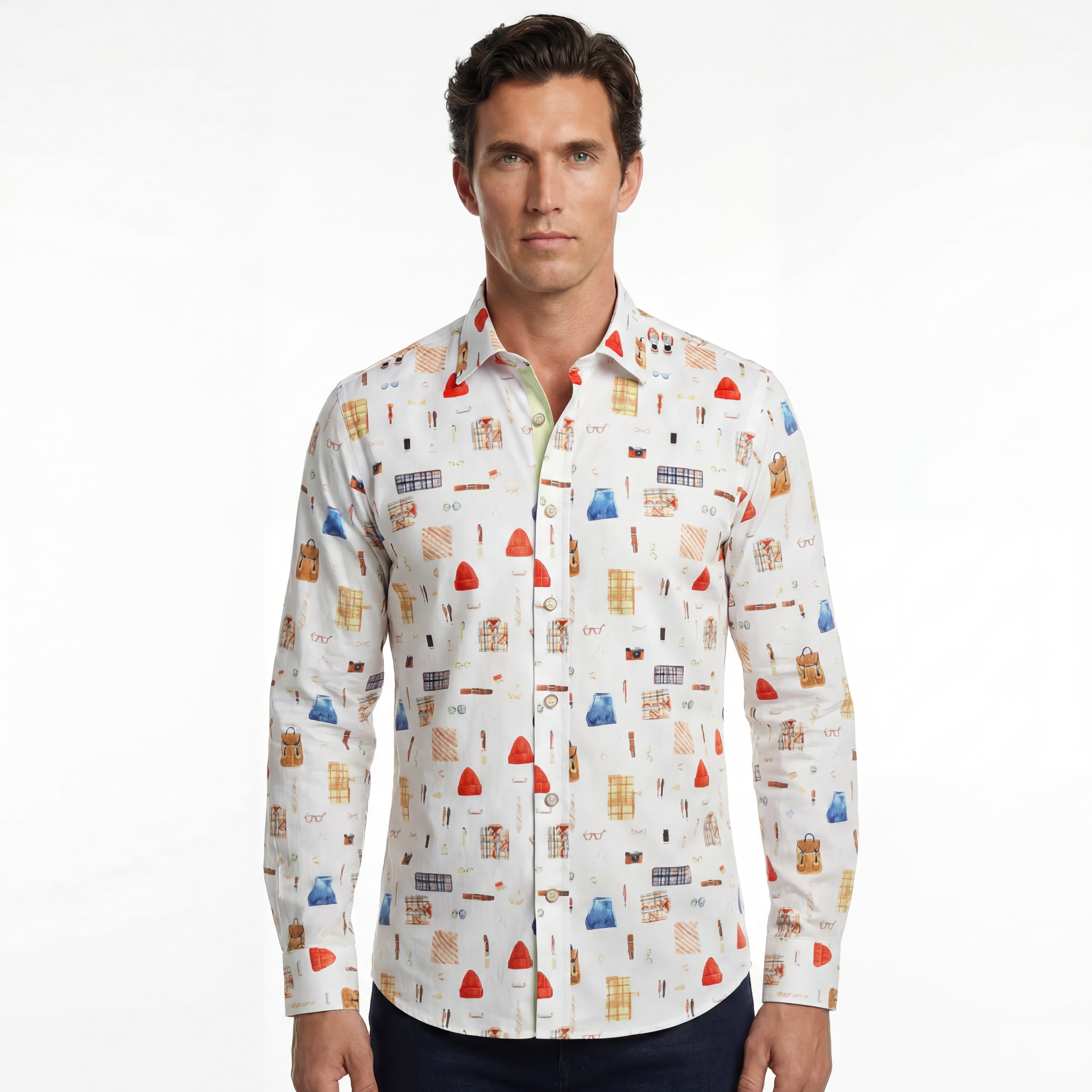 JF 'Threads' Print Shirt - White