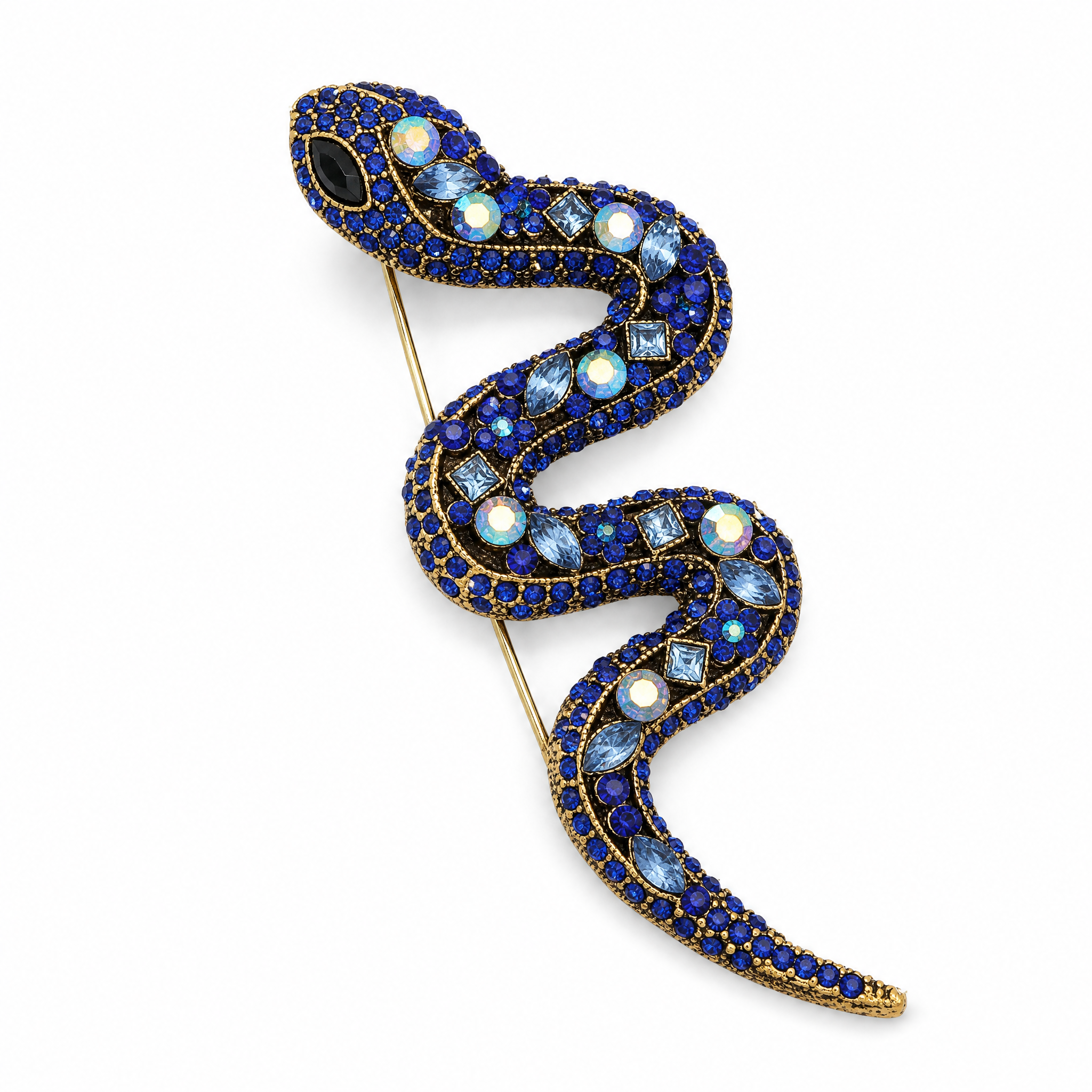 DÉCLIC Serpent Large Lapel Pin – Blue/Gold