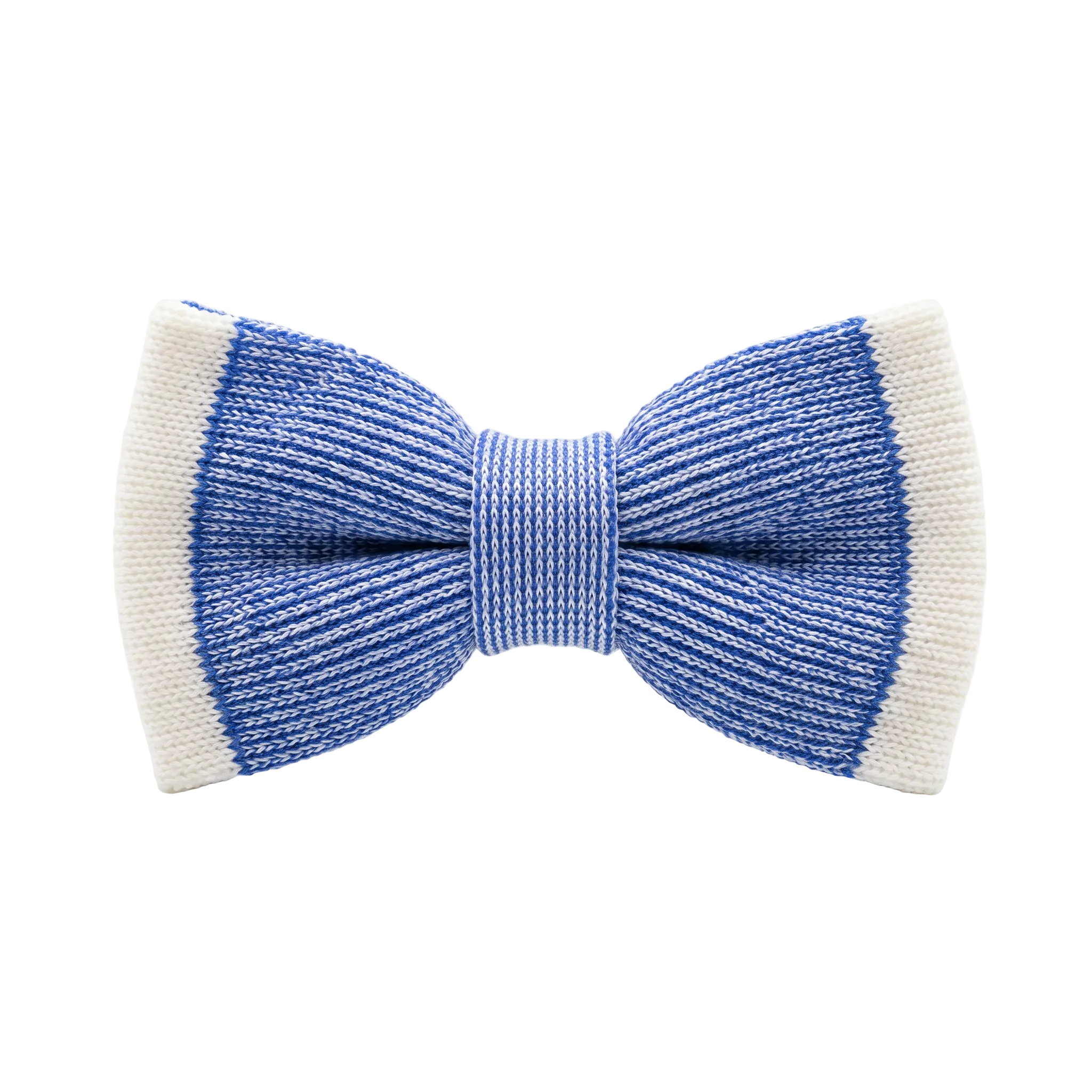 Struttura Heavy Cotton Knit Bow Tie – Blue & Ivory