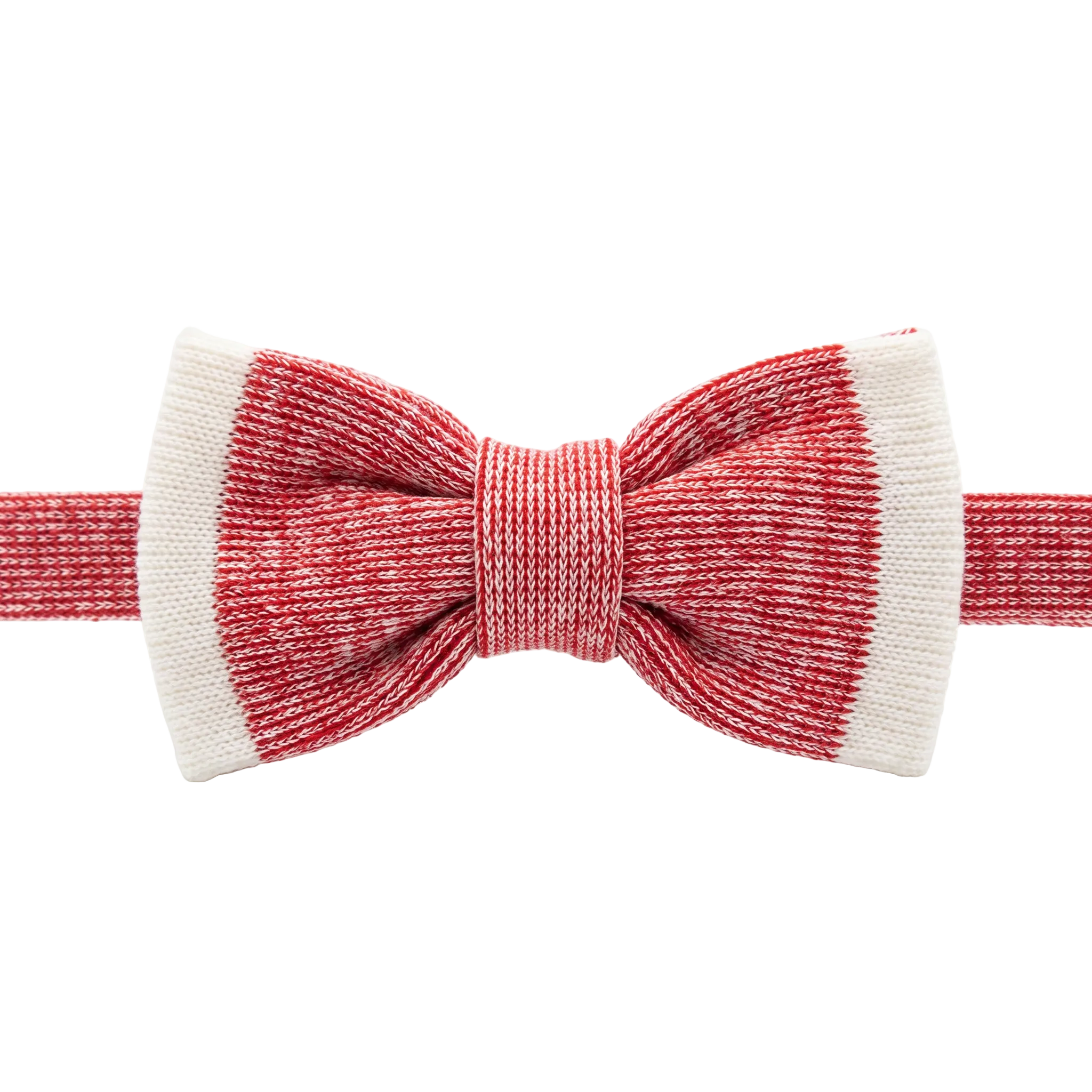 Struttura Heavy Cotton Knit Bow Tie – Red & Ivory