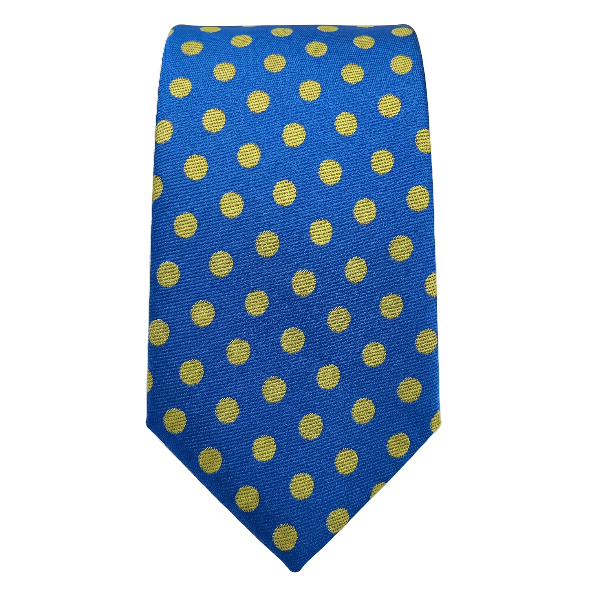 DÉCLIC Retro Polka Dot Tie - Blue/ Yellow