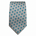 DÉCLIC Retro Polka Dot Tie - Silver/Teal Tie