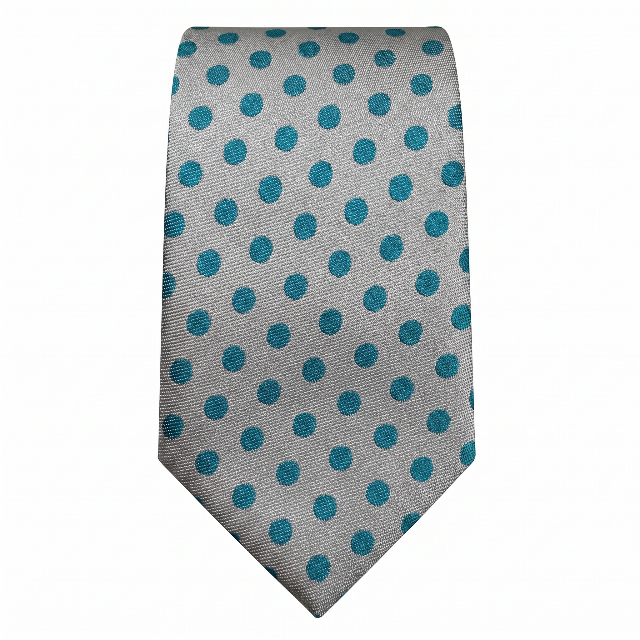 DÉCLIC Retro Polka Dot Tie - Silver/Teal Tie