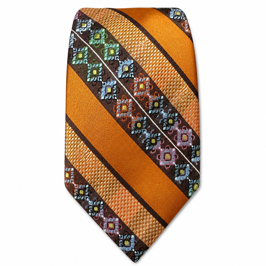 DÉCLIC Mosaic Stripe Tie - Burnt Orange
