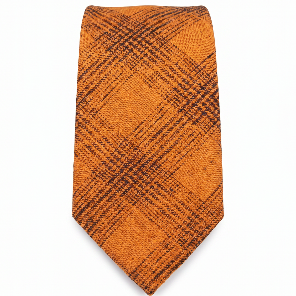 DÉCLIC Textured Crosshatch Tie - Burnt Orange