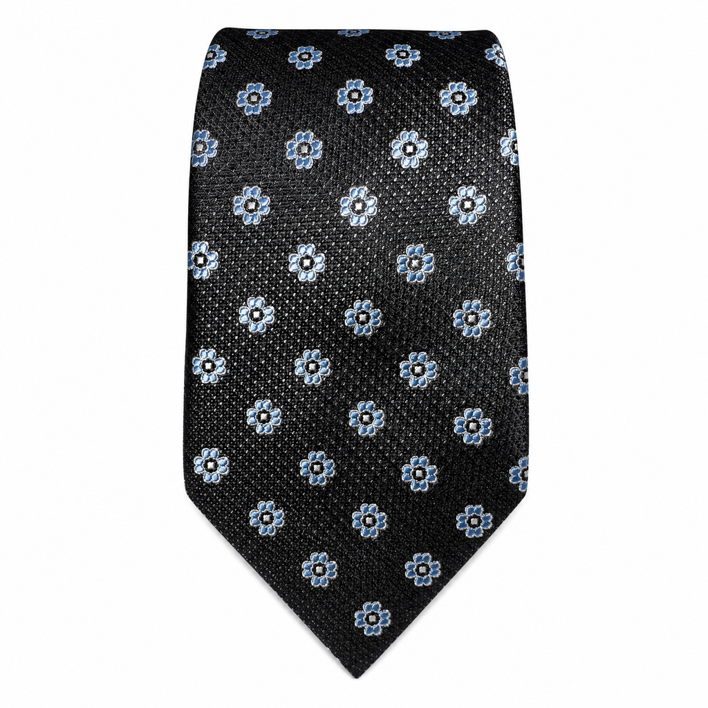 DÉCLIC The Fiori Notturno Tie - Charcoal/Black