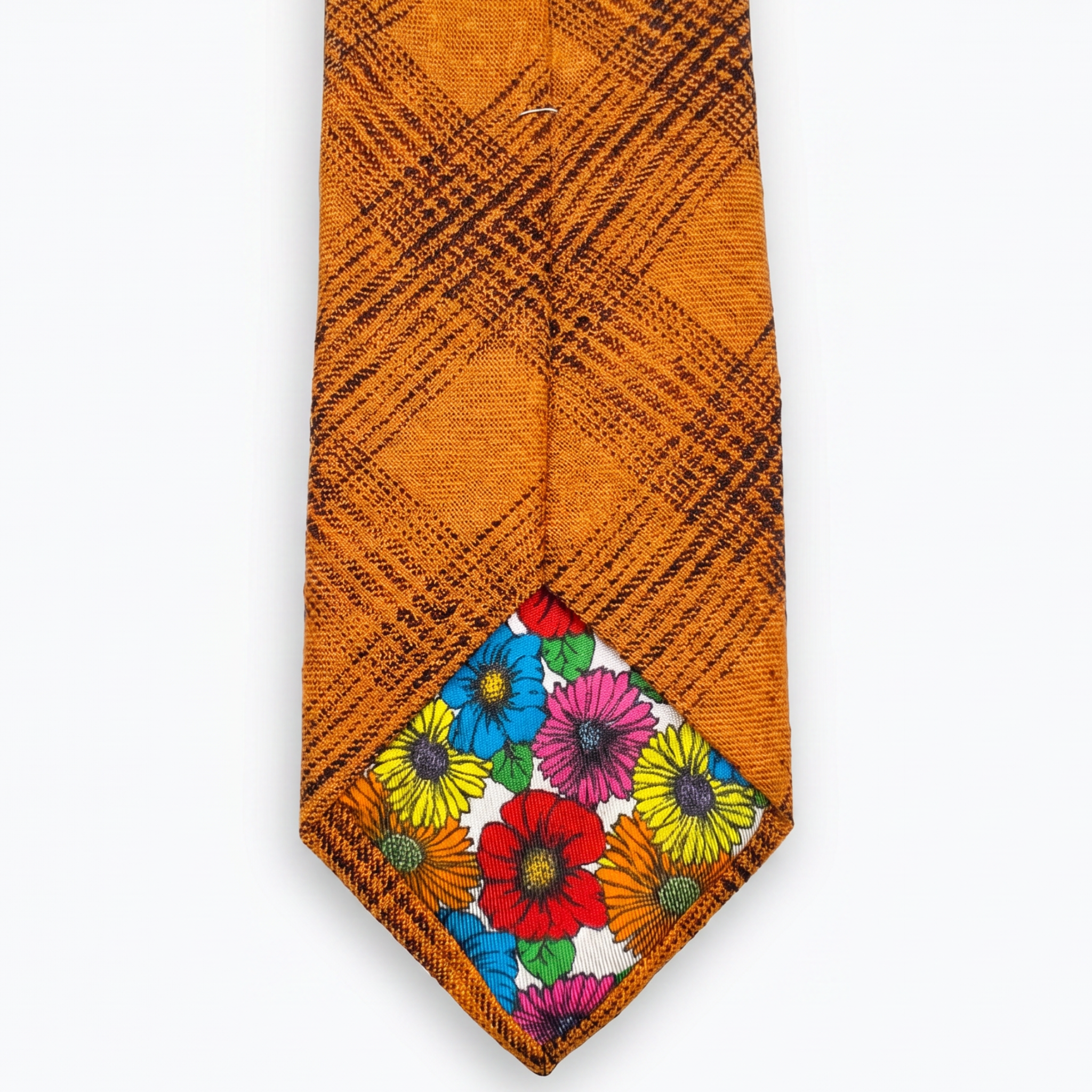 DÉCLIC Textured Crosshatch Tie - Burnt Orange