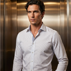 Maitre Chemise 'Ligne Bleu' Single Cuff White Shirt