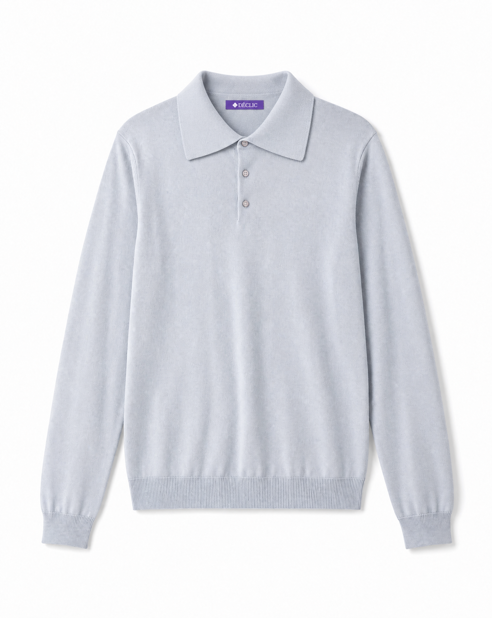 DÈCLIC Ellery Merino Wool Long Sleeve Polo - Grey