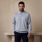 DÈCLIC Ellery Merino Wool Long Sleeve Polo - Grey