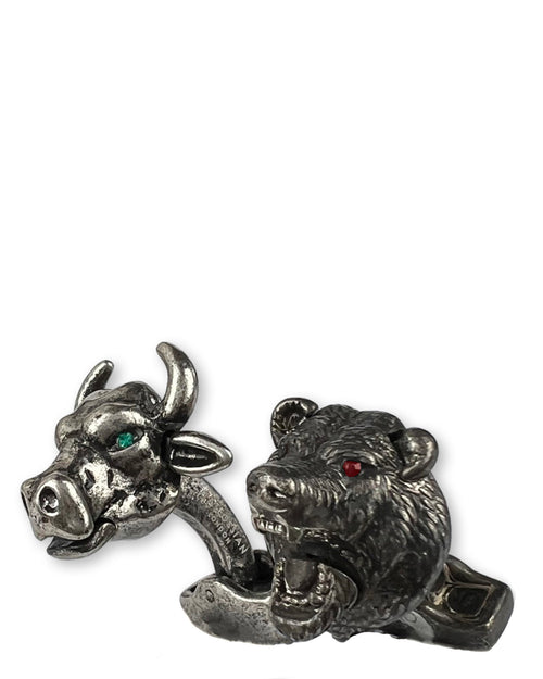 Tateossian Bull & Bear Cufflinks - Oxidised Silver