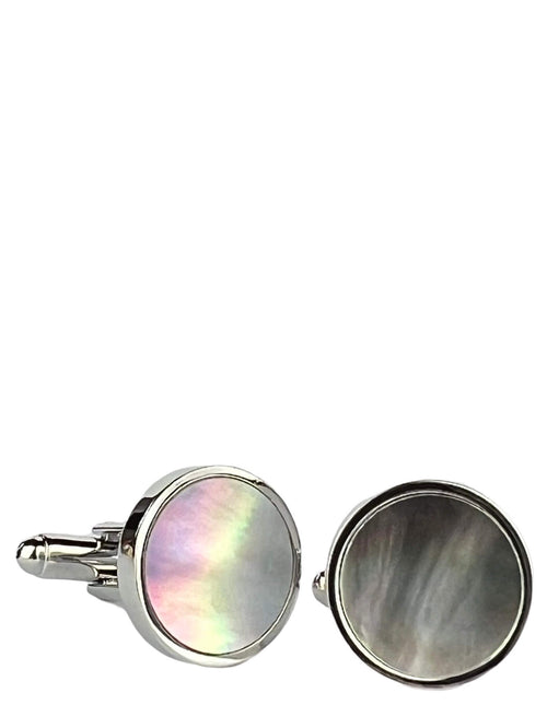 DÉCLIC MOP Smoky Round Cufflink - Silver