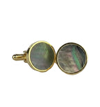 DÉCLIC MOP Smoky Mother Of Pearl Round Cufflink - Gold