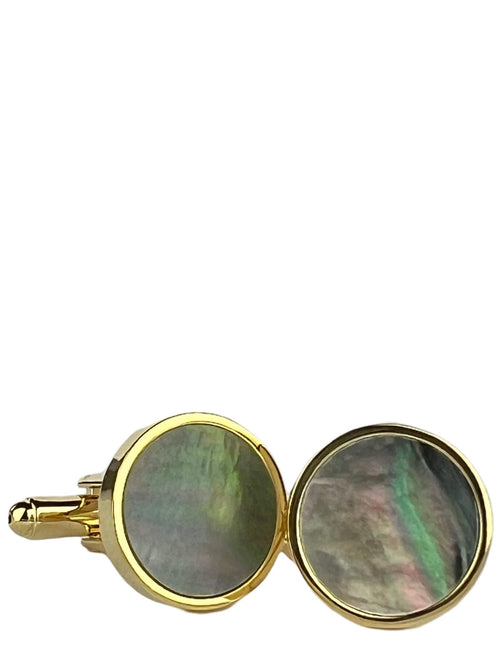 DÉCLIC MOP Smoky Round Cufflink - Gold