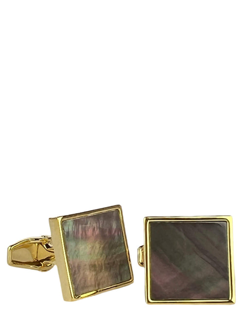 DÉCLIC MOP Smoky Square Cufflink - Gold