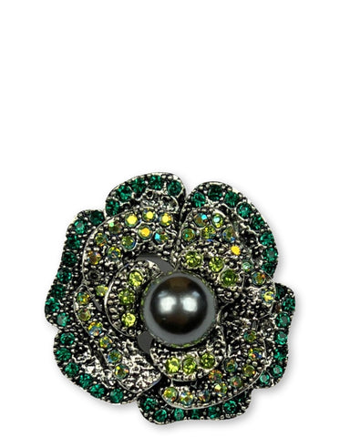 DÉCLIC Ornate Flower Lapel Pin - Black