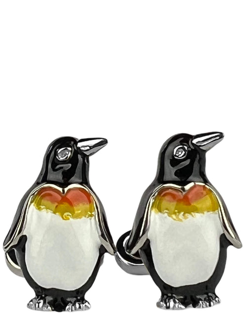 DÉCLIC Penguin Enamel Cufflink - Silver