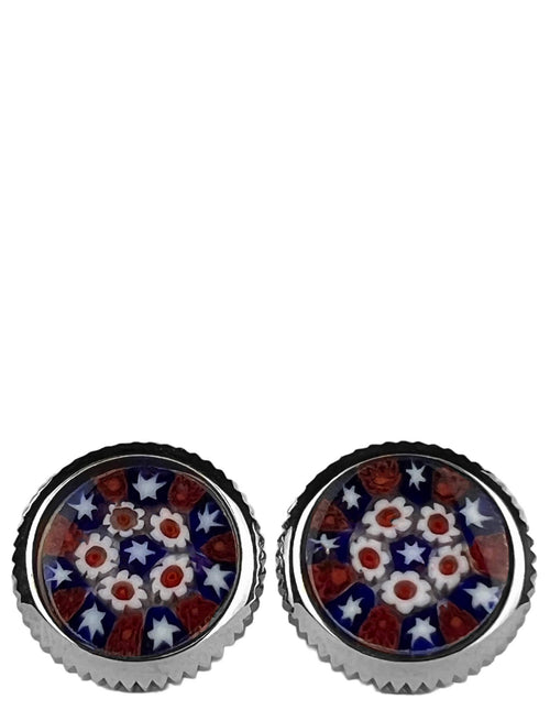 DÉCLIC Murano Glass Ridged Cufflink - Red