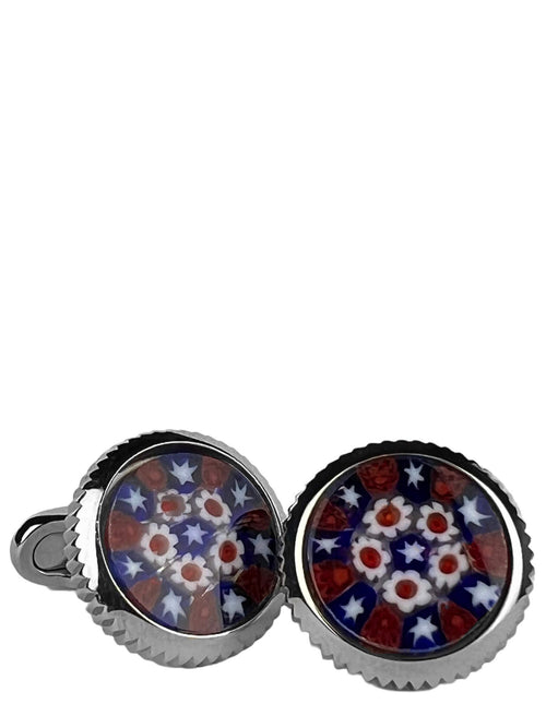 DÉCLIC Murano Glass Ridged Cufflink - Red