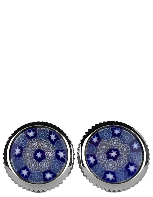 DÉCLIC Murano Glass Ridged Cufflink - Blue